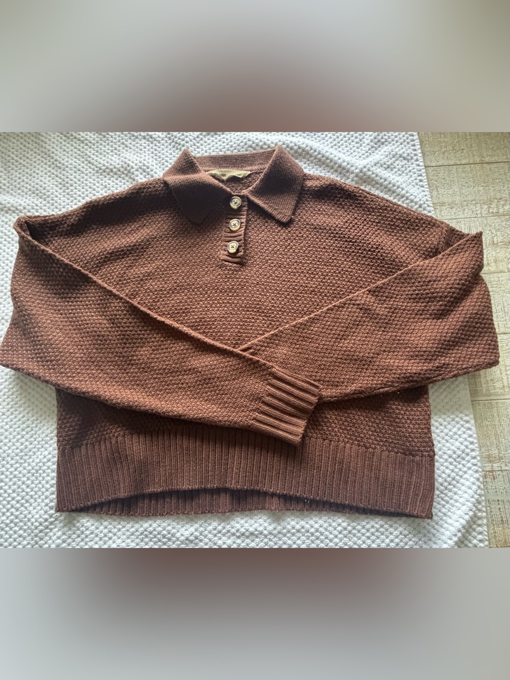 Women’s Brown button-Front, collar Knit Sweater